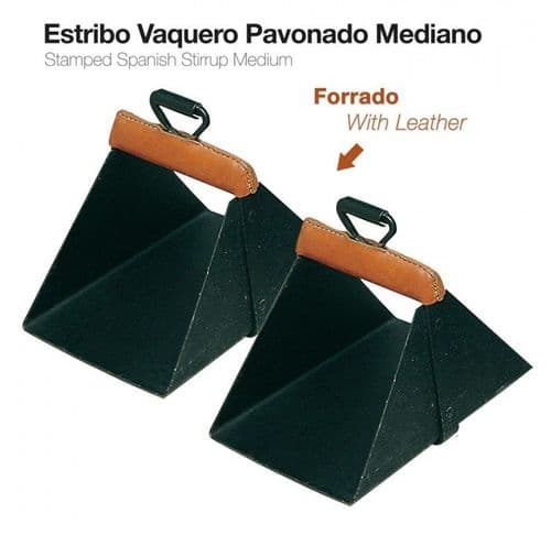 Traditional Vaquero stirrup, with leather protector