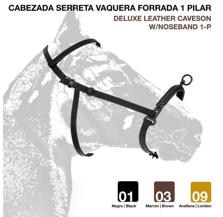 Zaldi de-luxe single ring serreta with padded soft leather nose covering