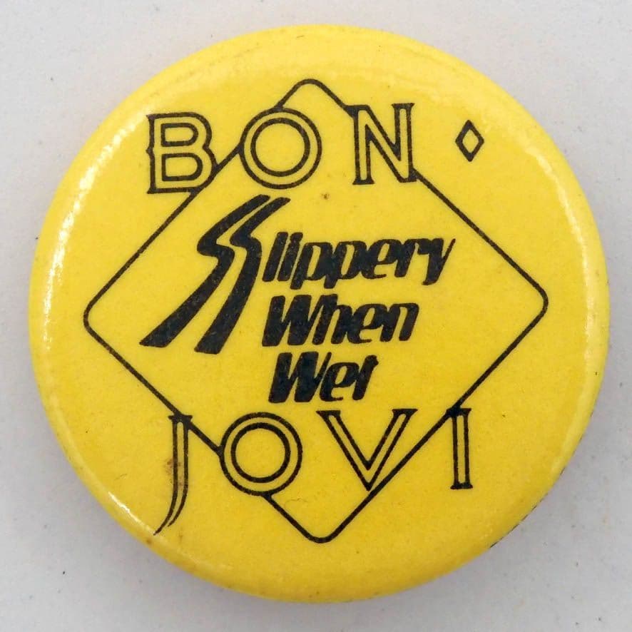 Bon Jovi - Slippery When Wet Vintage Large Button Badge
