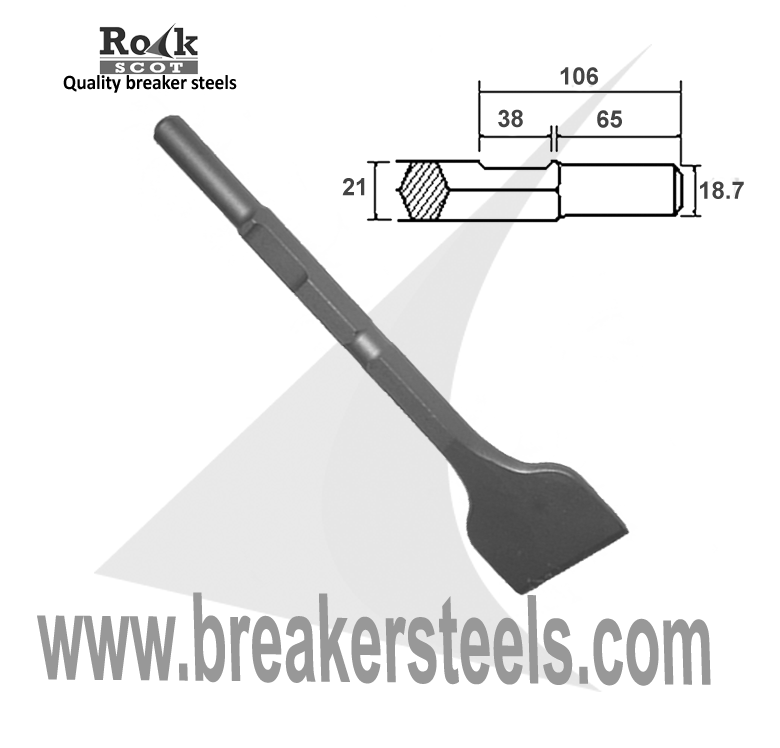 Kango K900, 75mm Wide Chisel, 21mm Hex (900K / 950K/KV)