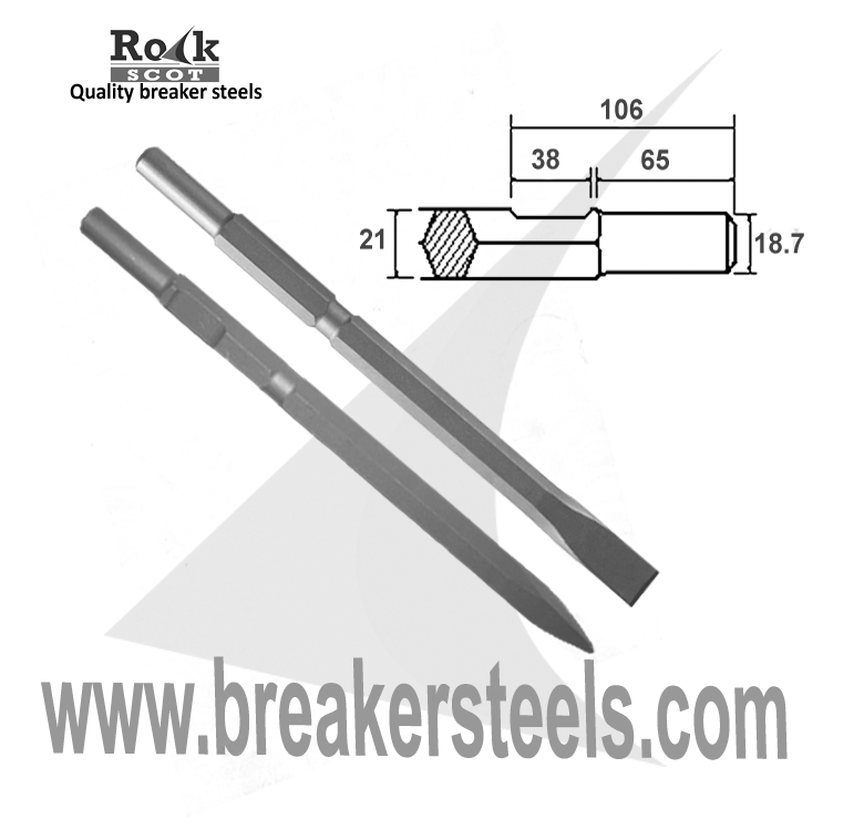 Kango K900, Set of Chisel & Point, 21mm Hex (900K / 950K/KV)