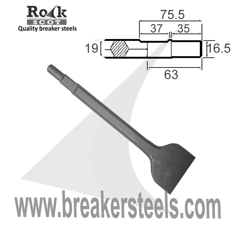 Wide chisel 75mm - Spline Shank / Bosch 11203/11204/11205/1129