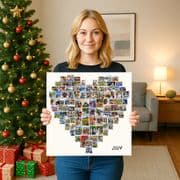 Heart Shaped Photo Collage Canvas print, Personalise with up to 100  Pictures