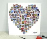 Heart Shaped Photo Collage Canvas print, Personalise with up to 100  Pictures