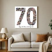 Personalised number shape photo collage framed canvas print