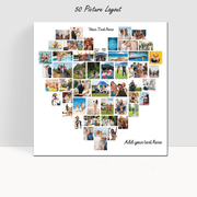 Valentines Heart Photo Collage Canvas Print: Custom Wall Art between 20 and 60 pictures