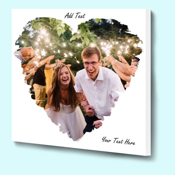 Your own picture on Valentine Heart shape framed canvas print ready to hang