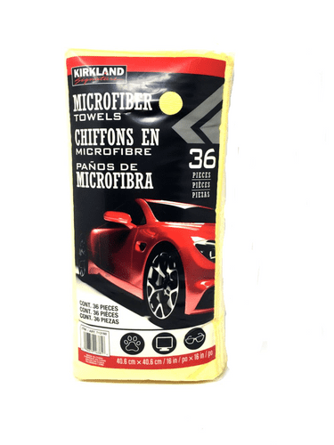 Kirkland MIcrofiber Yellow Buffing Cloths 40.6cm x 40.6cm - 36 Cloths in a Pack