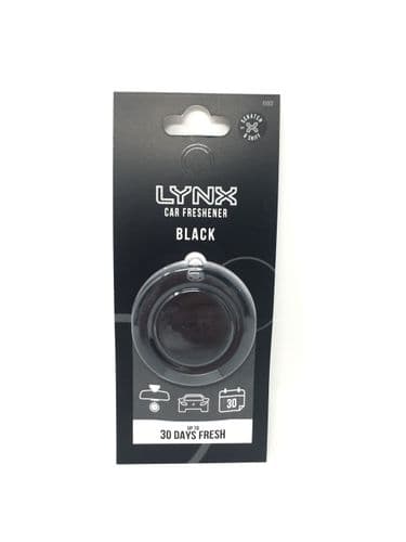 LYNX Car Freshener BLACK, Up To 30 Days Fresh, Hangs From Rear View Car Mirror, 20g