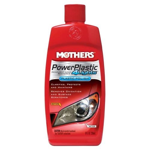 Mothers Powerplastic 4Lights 8oz Plastic Polish Headlight Lens Restore & Protects Removes Oxidation