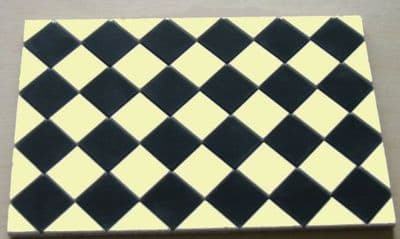 Black & Cream Square Quarry Tiles - Dolls House