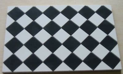 Black & White Square Quarry Tiles - Dolls House