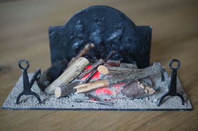 LED Complete Log & Peat Fire with Red LED battery light - Large