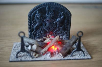 LED Complete Log & Peat Fire with Red LED battery light - Medium