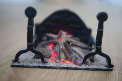 LED Complete Log & Peat Fire with Red LED battery light  - Small