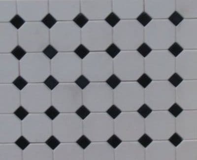 White Octagonal Floor Tiles - Dolls House