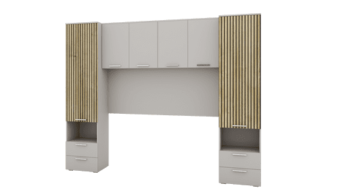 Milano Cashmere Taupe and Slat Effect Overbed Unit with Double or ...