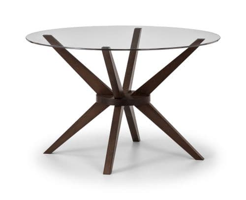 Ávila Round Tempered Glass Walnut Dining Table JB149