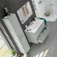 Adolfo 800mm Concrete Grey Wall Hung Bathroom Vanity Cabinet with Basin Sink And Mirror - 305160L/SO
