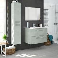 Adolfo 800mm Concrete Grey Wall Hung Bathroom Vanity Cabinet with Basin Sink And Mirror - 305160L/SO