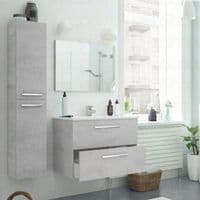 Adolfo 800mm Concrete Grey Wall Hung Bathroom Vanity Cabinet with Basin Sink And Mirror - 305160L/SO