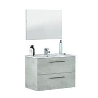 Adolfo 800mm Concrete Grey Wall Hung Bathroom Vanity Cabinet with Basin Sink And Mirror - 305160L/SO