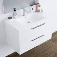 Adolfo 800mm White Gloss Wall Hung Bathroom Vanity Cabinet With Basin Sink And Mirror - 305161BO/SO