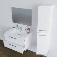 Adolfo 800mm White Gloss Wall Hung Bathroom Vanity Cabinet With Basin Sink And Mirror - 305161BO/SO