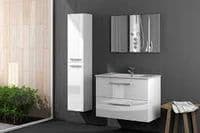 Adolfo 800mm White Gloss Wall Hung Bathroom Vanity Cabinet With Basin Sink And Mirror - 305161BO/SO
