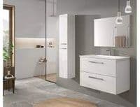 Adolfo 800mm White Gloss Wall Hung Bathroom Vanity Cabinet With Basin Sink And Mirror - 305161BO/SO