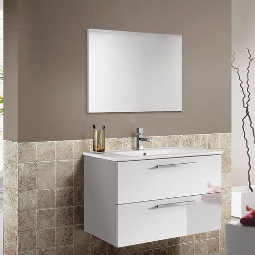 Adolfo 800mm White Gloss Wall Hung Bathroom Vanity Cabinet With Basin Sink And Mirror - 305161BO/SO