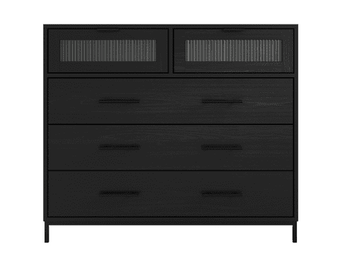 Adriano Matte Black Industrial 5 Drawer Chest - LD