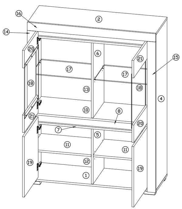 Alabama 2 Glass Door Display Cabinet White and Grey with LED Lights - ABW-1 - N14 N16