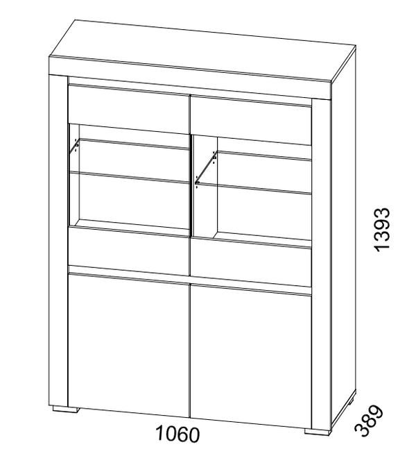 Alabama 2 Glass Door Display Cabinet White and Grey with LED Lights - ABW-1 - N14 N16