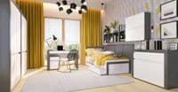 White Gloss Bedroom Desk with Drawers - Furniture Factor

