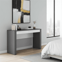 White Gloss Bedroom Desk with Drawers - Furniture Factor

