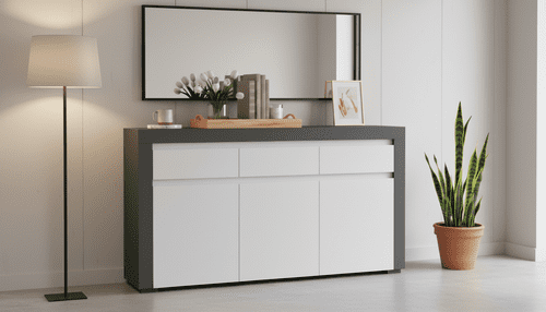 Alabama Large Modern Grey and White Sideboard With Lights - ABK-1 - N13