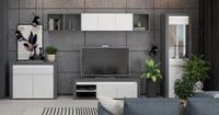 Alabama White and Grey Matte TV Cabinet Entertainment Unit - ABTV-1