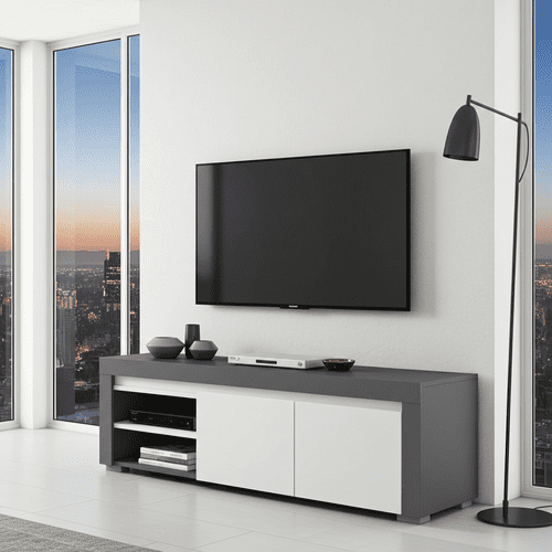 Alabama White and Grey Matte TV Cabinet Entertainment Unit - ABTV-1