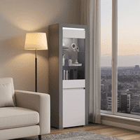 Cellini White Gloss Tall Narrow Display Unit S25