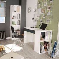 White Gloss Bedroom Desk with Drawers - Furniture Factor

