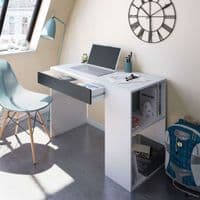 White Gloss Bedroom Desk with Drawers - Furniture Factor


