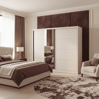 Albi Cashmere Taupe 251cm Extra Large Mirrored Sliding Door Wardrobe 11013762