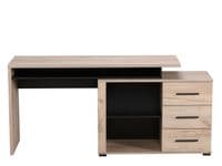 Alfano Oak and Black Large Corner Desk With Drawers