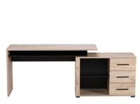 Alfano Oak and Black Large Corner Desk With Drawers