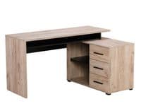 Alfano Oak and Black Large Corner Desk With Drawers