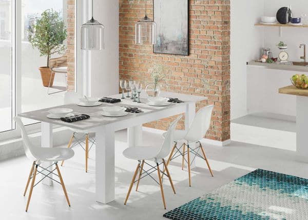 Alida Arctic White And Concrete Grey Extending Dining Table - 0L4586A S/O