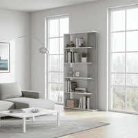 Alida Open Back Room Divider White and  Grey Bookcase 0L2252A