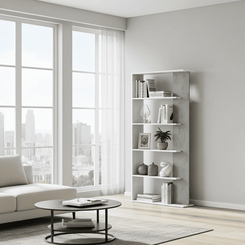Alida Open Back Room Divider White and  Grey Bookcase 0L2252A