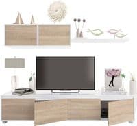 Alida White And Oak Effect TV Entertainment Cabinet With Wall Unit 0F6663A S/O